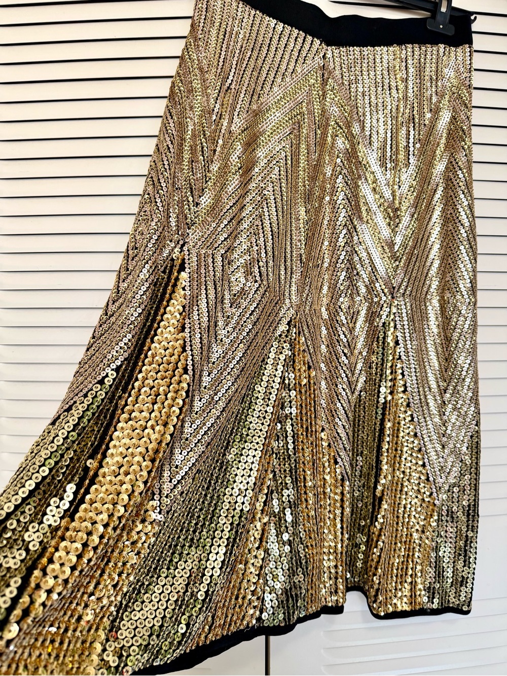 Zara Sequin Skirt Black and Gold A-Line